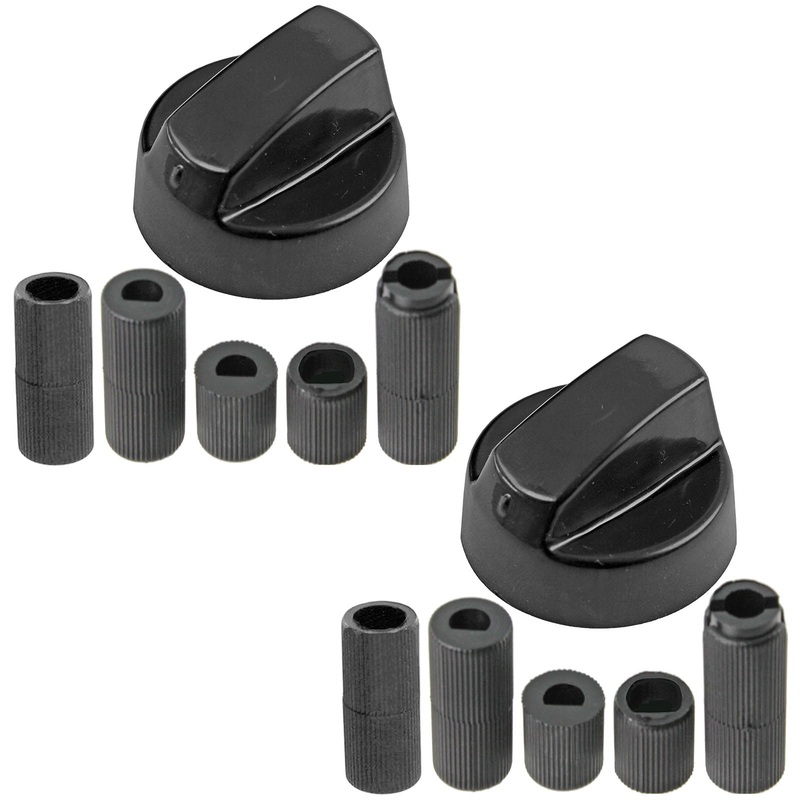 UNIVERSAL Black CONTROL KNOB & ADAPTORS for RANGEMASTER Cooker Oven Hob x 2